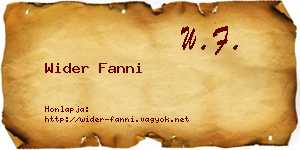 Wider Fanni névjegykártya
